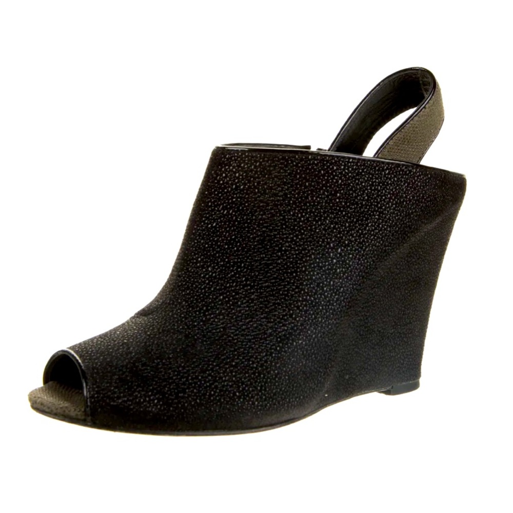 Rebecca Minkoff Leather Slingback Peep-toe Wedge Bootie Sandals Size 7.5
